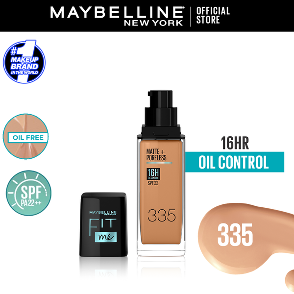 Maybelline New York- Fit Me Matte + Poreless Liquid Foundation SPF 22 - 335 Classic Tan 30ml - For Normal to Oily Skin