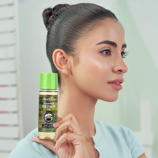 Herbion- Naturals Damage Repair Hair Oil 120ml - Pure Cold Pressed Oil - Enriched with Vitamin E