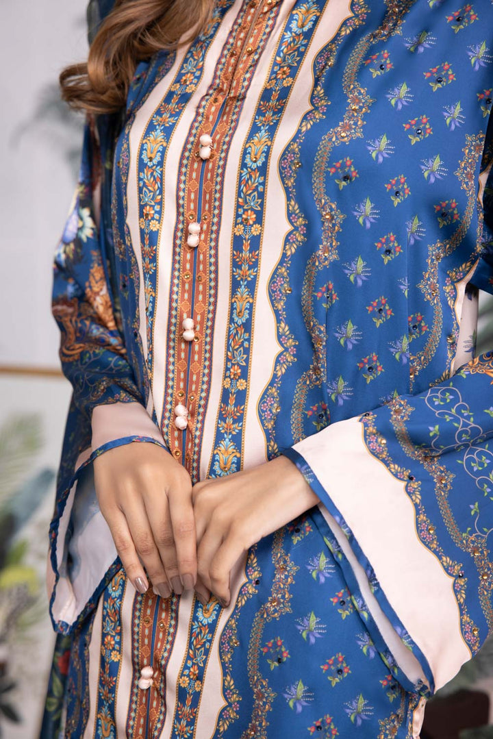 Sapphire- 2 Piece - Printed Silk Suit