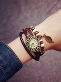 Shein - Vintage Wrap Bracelet Design Round Pointer Quartz Watch