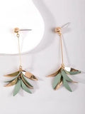 Shein - 1 Pair Of Exquisite And Sweet Multicolor Dopamine Spray Painted Petal-Leaf Tassel Earrings For Women, Long Style, Suitable For Spring/Summer Beach Vacation Gifts