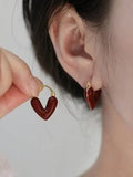 Shein - 1 Pair Elegant And Delicate Heart Stud Earrings, Suitable For Daily Wear