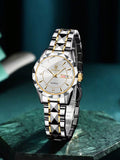 Shein - Fashionable Luxury Ladies Watch With Casual Stainless Steel Band Double Date Waterproof Luminous Women'S Quartz Watch