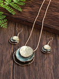 Shein - 1 Pair Of Earrings And 1 Necklace, Stylish, Trendy, Elegant, Creative And Original, Exaggerate 3D Zinc Alloy Round Layered Pendant Decoration, With Snake Chain, For Ladies And Girls, Christmas Streetwear Party Gift.