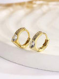 Shein - 1 Pair Of S925 Sterling Silver Earrings, Small And Exquisite Gold-Colored Diamond-Studded Earrings