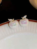 Shein - 1 Pair Elegant Personality Minimalist Cute & Precise Apple Design Stud Earrings