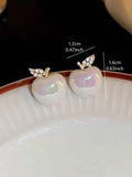 Shein - 1 Pair Elegant Personality Minimalist Cute & Precise Apple Design Stud Earrings