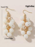 Shein - 1 Pair Fashion New Design White Imitation Pearl Ball Drop Earring