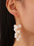 Shein - 1 Pair Fashion New Design White Imitation Pearl Ball Drop Earring