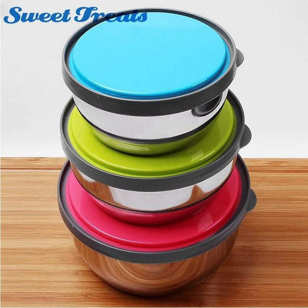 Home.Co - 3Pcs Stainless Steel Colorful Bowl Set