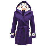 VYBE - Women Long Coat floral- Purple