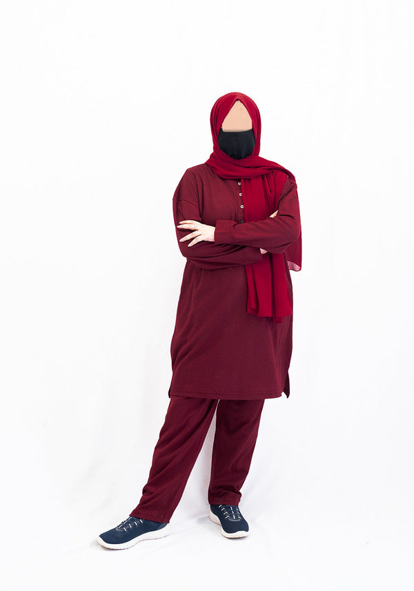 Abaa - Maroon Polo Co-Ord Set