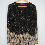 Fashinza - Black Geo Print Round Neck Tee