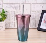 Home.Co - Diamond Tumbler With Lid & Straw - Random Color