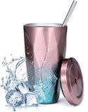 Home.Co - Diamond Tumbler With Lid & Straw - Random Color