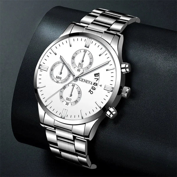 The Original Watches- Luxury Men's Silver Stainless Steel Quartz Wrist Watch