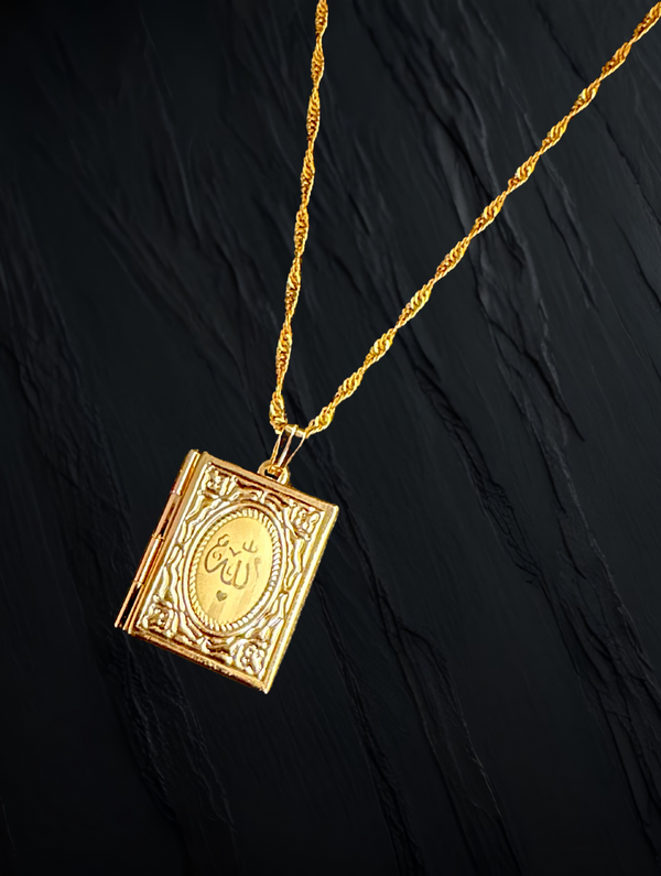 Beri - Arabic Calligraphy Golden Locket with Chain and Frame Inside