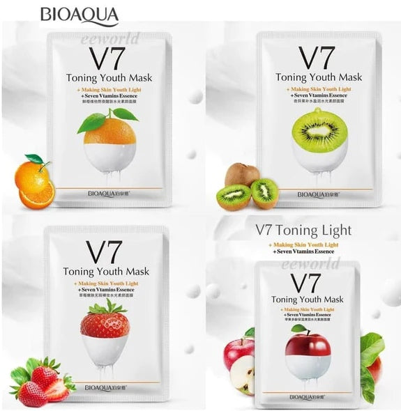 The Original-BIOAQUA Pack of 4 V7 Vitamins Fruit Face Sheet Mask