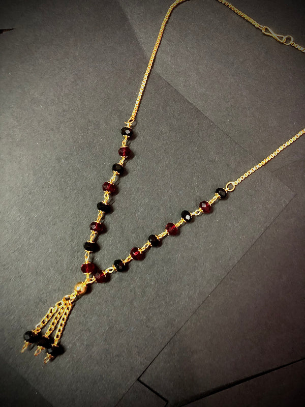 Beri- - Maroon & Black Crystal Necklace