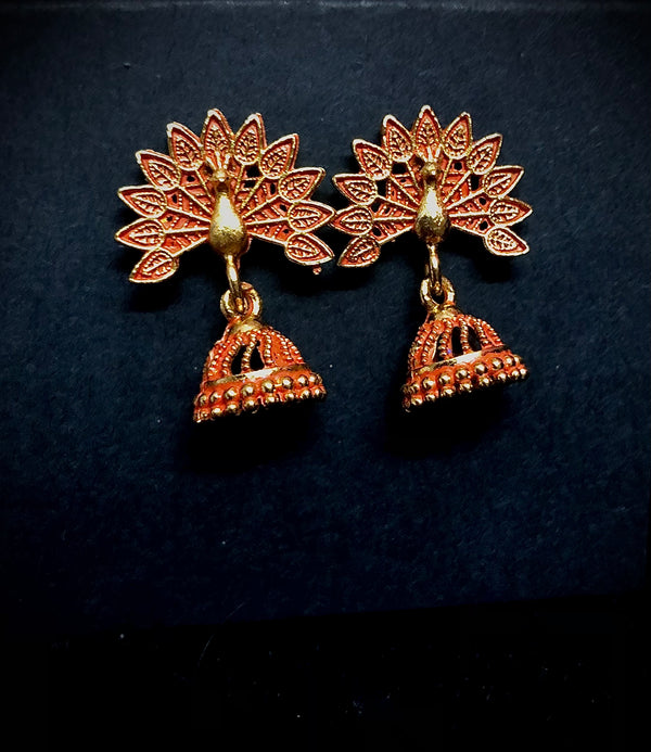 Beri- Peacock Jhumki - Red