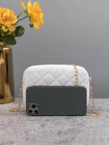 Shein - Minimalist Quilted Chain Crossbody Bag- White