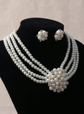 Shein - Pearl Jewelry Set For Girls Women Faux Pearl Choker Earring Set