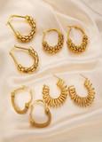 Shein - 8pcs Trendy Minimalist Geometric U-Shape Hollow Textured Earrings