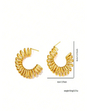 Shein - 8pcs Trendy Minimalist Geometric U-Shape Hollow Textured Earrings