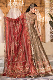 Maria B Unstitched EMBROIDERED Burnt Gold and Maroon (BD 2401)