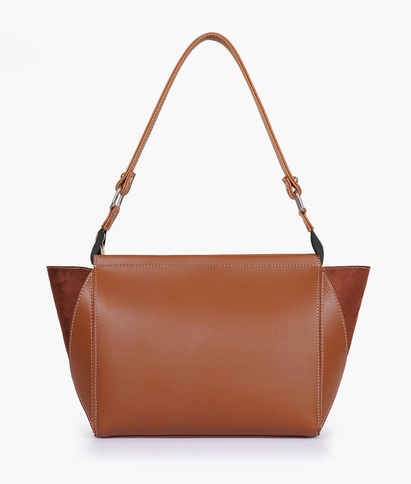 RTW - Brown suede trio twist handbag