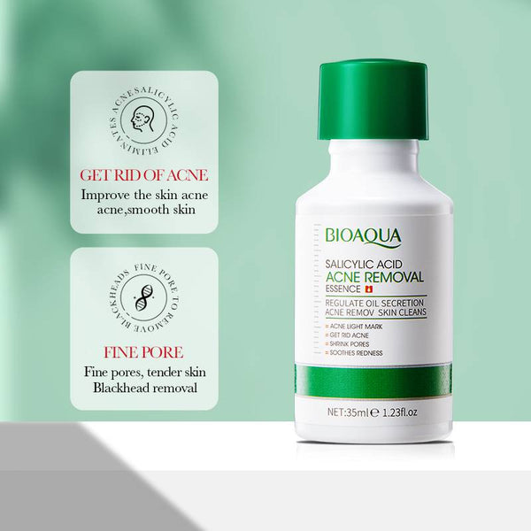 BIOAQUA - Salicylic Acid Acne Removal Serum Control Oil Moisturizing Shrink Pores Skin Care Remove Dark Spots Acne Smooth Brighten Serum 35ml