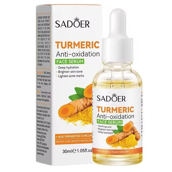 SADOER Turmeric Deep Hydrating Prevent Acne Whitening Moisturizing Hyaluronic Acid Serum Smooth Brightening Skin Care Turmeric Face Serum SD96000