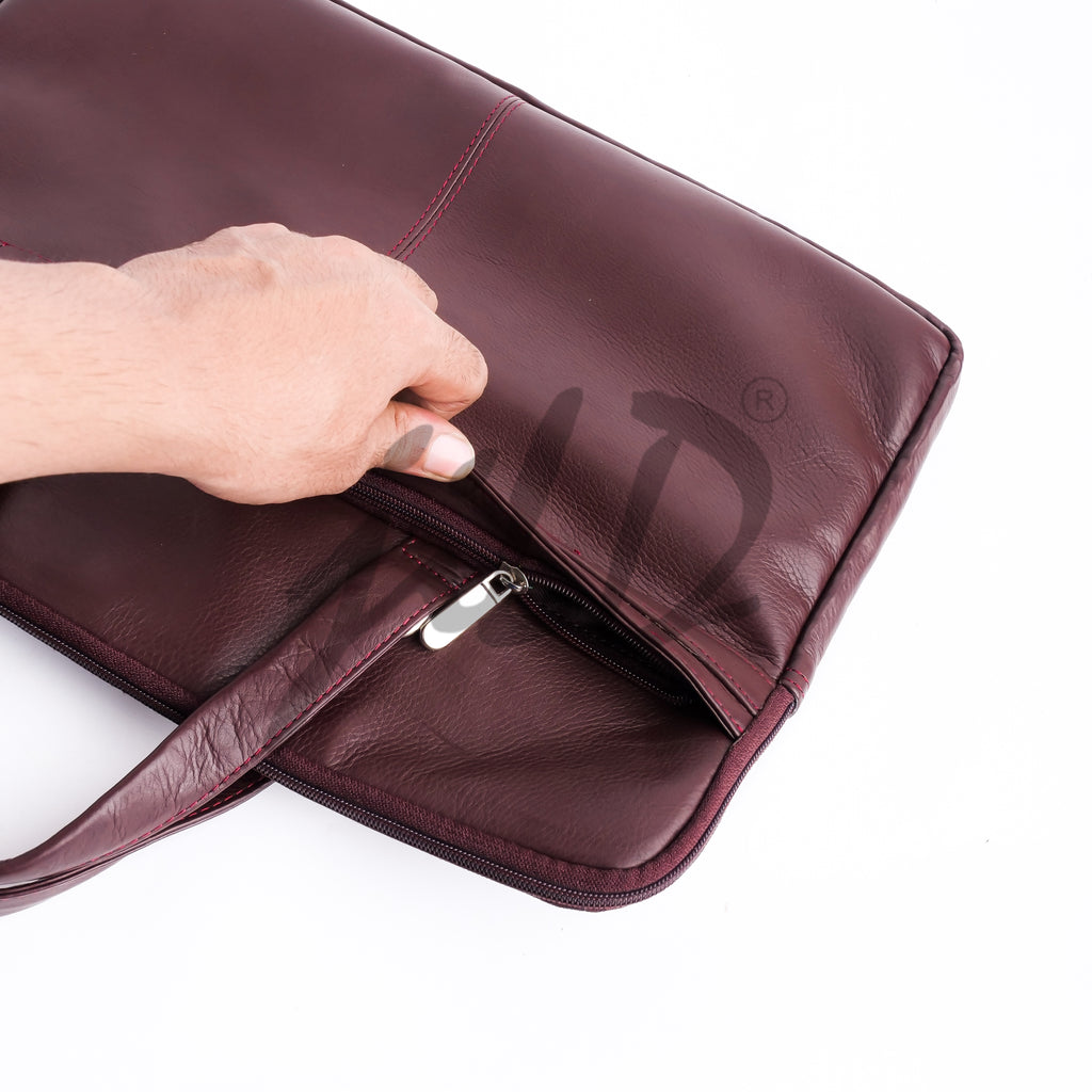 JILD The Founder Ultra Slim Leather Laptop Bag-Burgundy