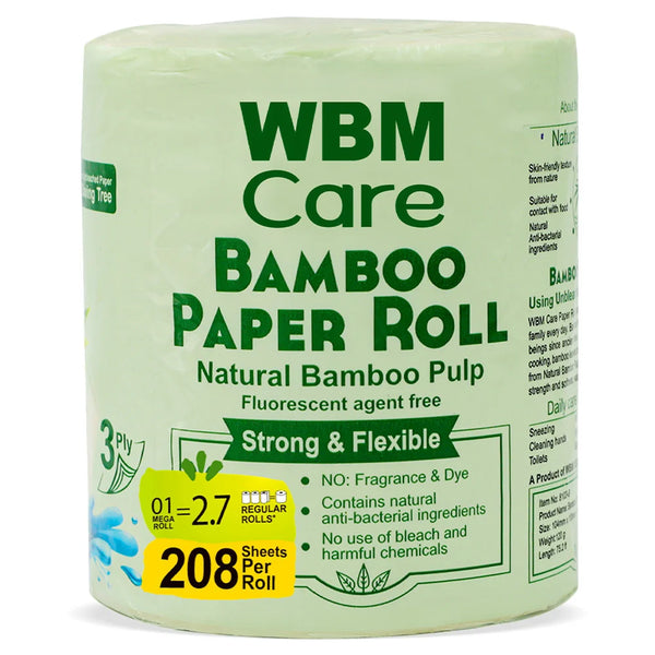 WBM - Bamboo Paper Roll Tissue  3Ply  - 75.2 FT Length