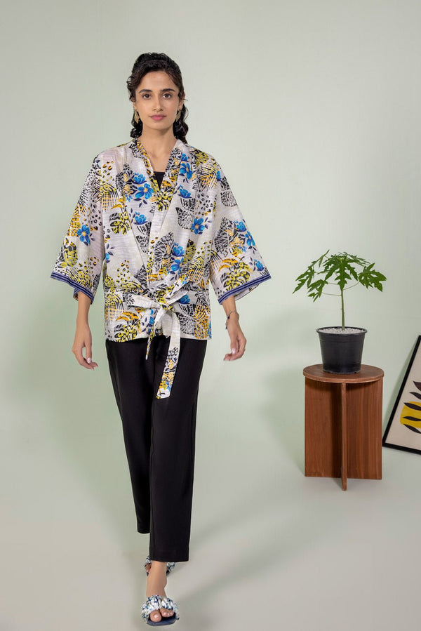 Sapphire- Printed Lawn Kimono