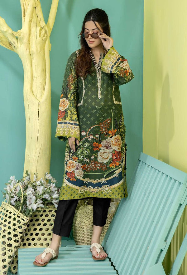 Ready to Wear Lawn Kurti Chapter- Lunar Green-D07