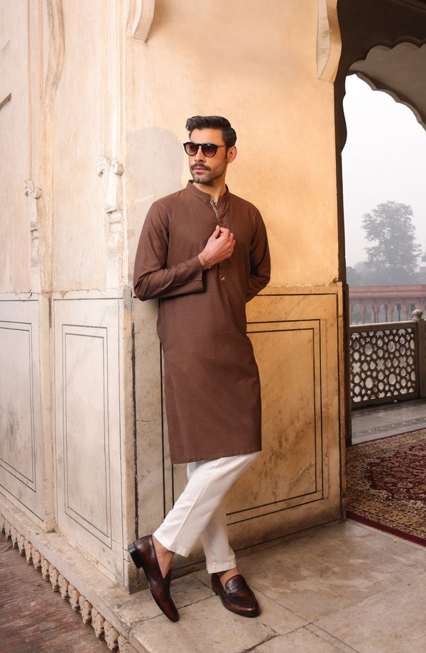 Summer'22 Men Kurta Semi Formal Styling Chocolate