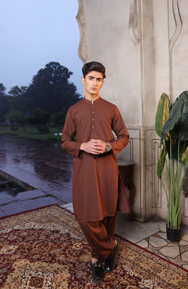 Summer'22 Teens Plain Kameez Shalwar Brown