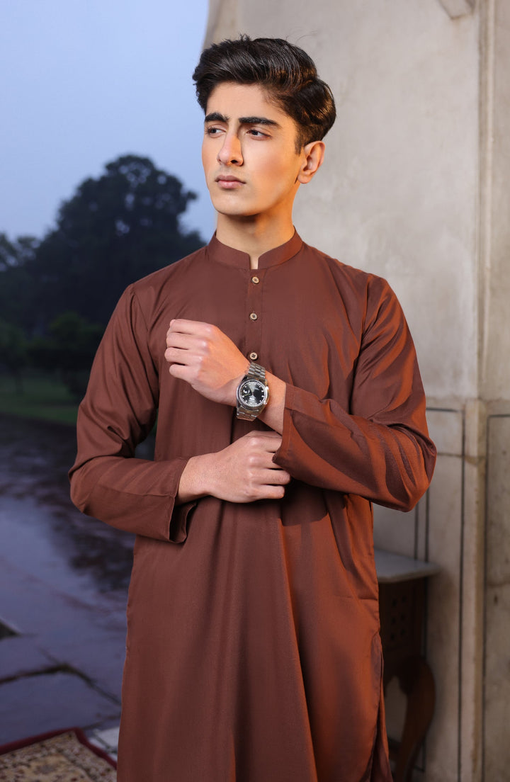 Summer'22 Teens Plain Kameez Shalwar Brown