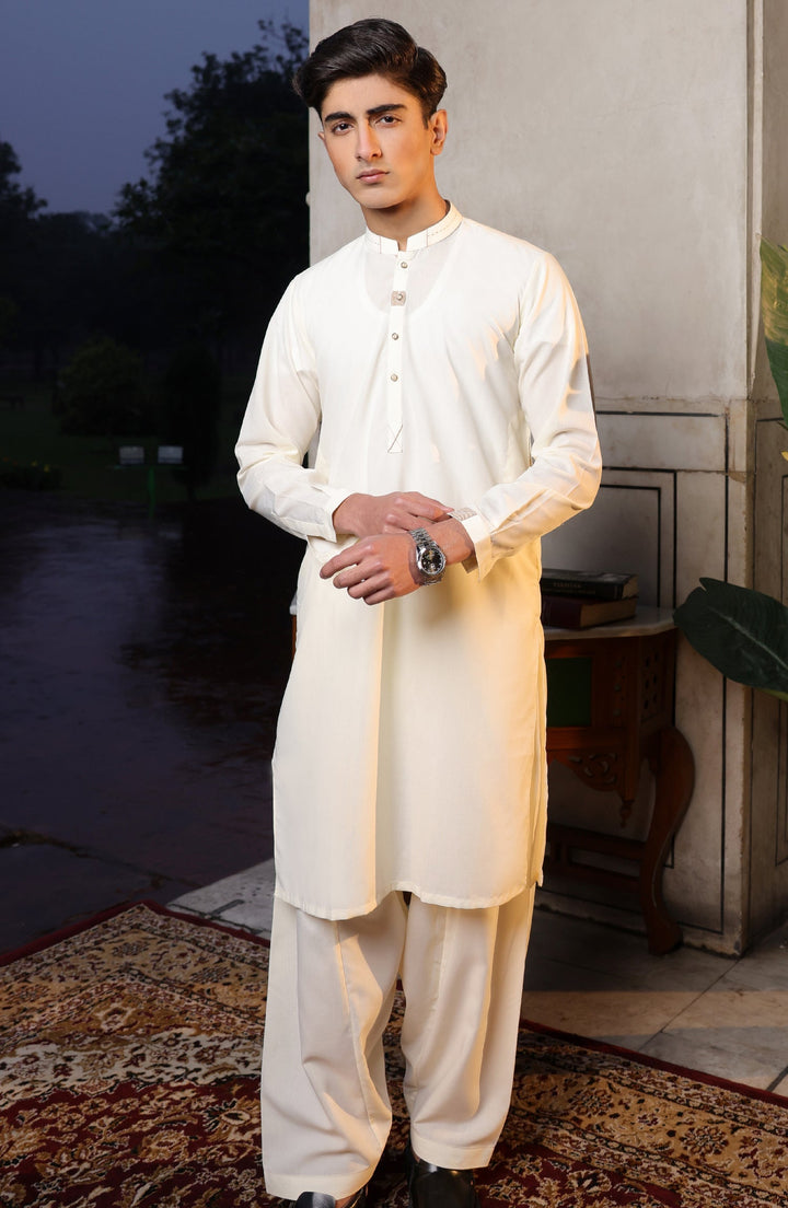 Summer'22 Teens Semi Formal Styling Kameez Shalwar Cream