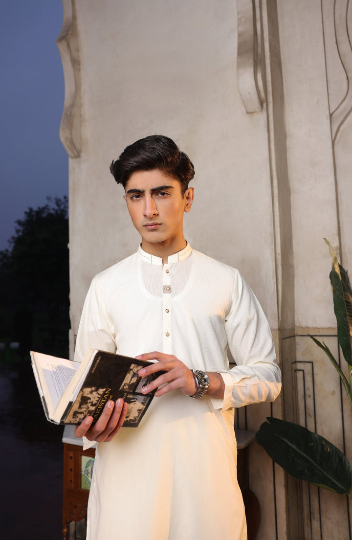 Summer'22 Teens Semi Formal Styling Kameez Shalwar Cream