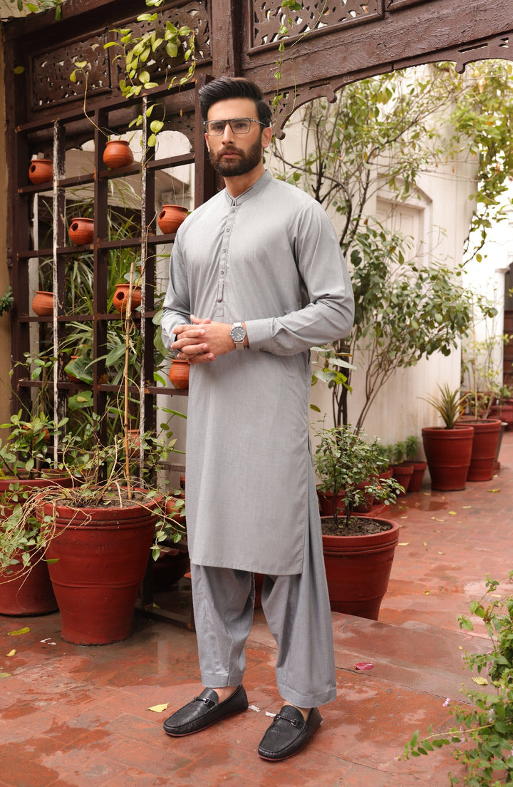 Summer'22 Men Casual Styling Kameez Shalwar Grey