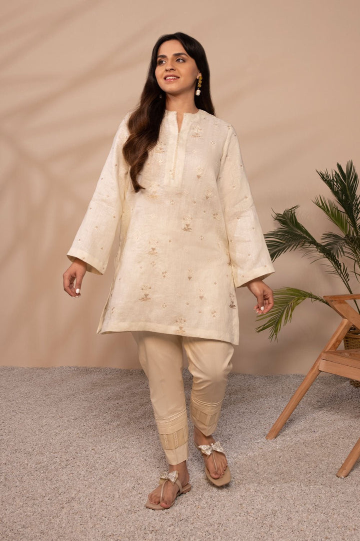 Sapphire-Embroidered Linen Shirt