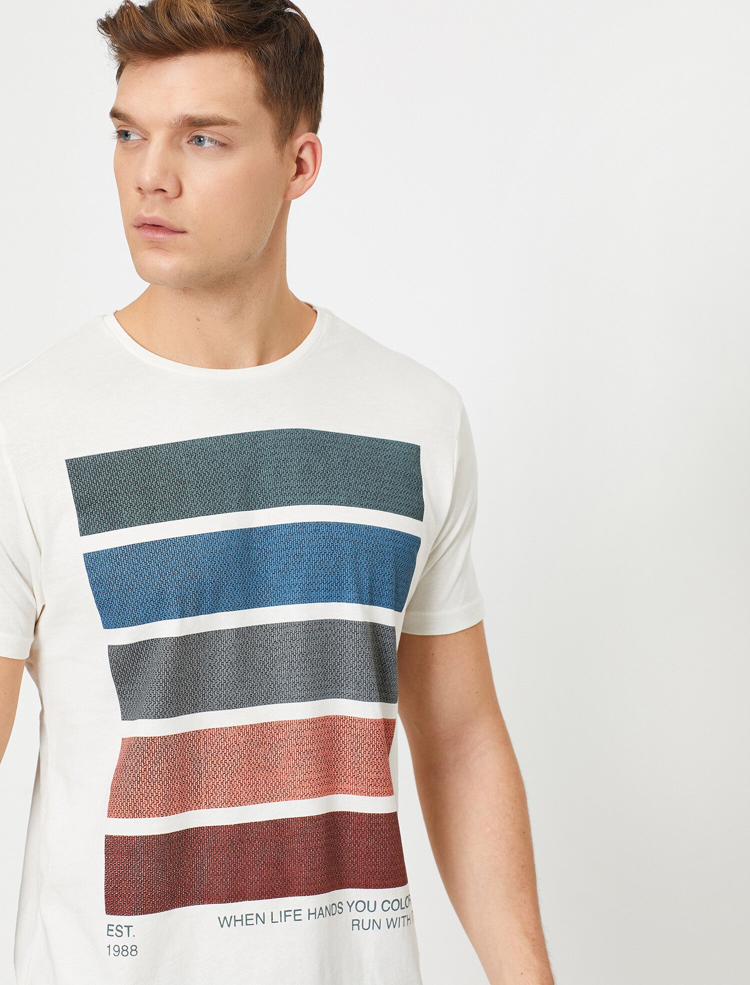 KOTON - MEN TSHIRT SS OFF WHITE by KOTON priced at #price# | Bagallery Deals