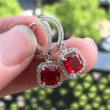 Zardi- AAA Zircon - Drop Earring For Women - Silver With Red Stone - AE137