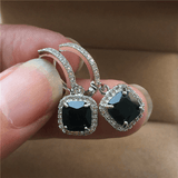 Zardi- AAA Zircon - Drop Earring For Women - Silver With Black Stone - AE138