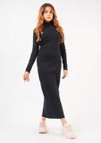 Nine90nine- Long Knitted Dress - Black
