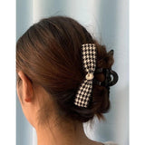 Shein - Houndstooth Pattern Hair Claw- Black And White