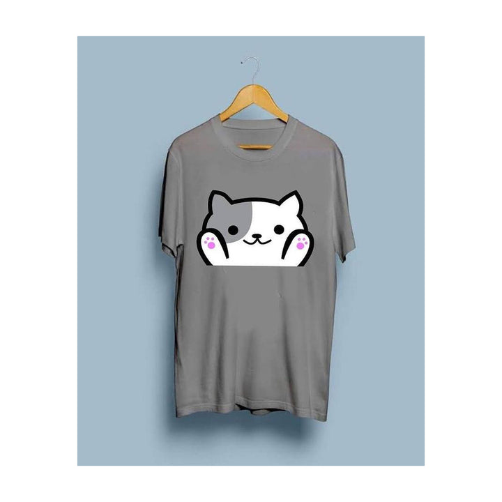 Wf Store- Bear Printed Half Sleeves Tee - Charcoal