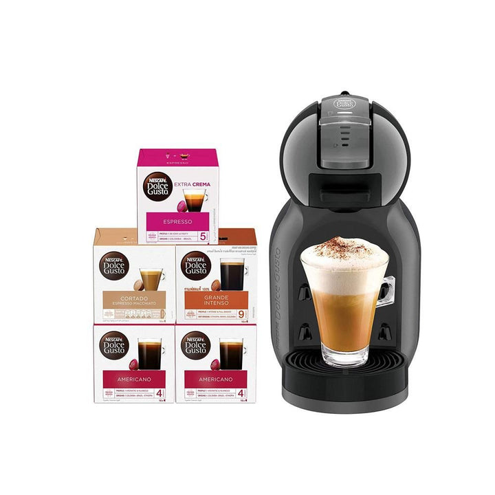 Nescafe- Dolce Mini Me Coffee Machine (with 5 Capsule Boxes), Black, Nescafe Dolce Gusto